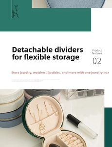 Macro detail of velvet jewelry box featuring removable dividers and zipper closure