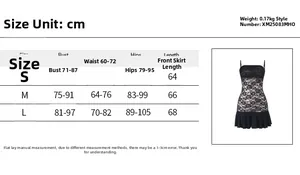 Tableau des tailles pour la mini robe en dentelle avec mesures du buste et taille
