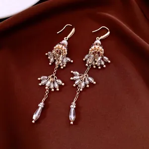 Ethnic Tassel Dangle Earrings With Glass Beads And 925 Sterling Silver Earring Post Bohemian Long Drop Jewelry For Women