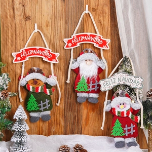 Cartoon Christmas Hanging Ornament Non-woven Fabric Felt Santa Snowman Reindeer Plush Doll For Christmas Tree Decoration