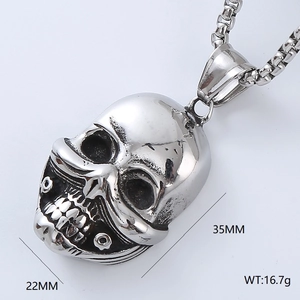Macro view of silver skull anchor pendant dimensions measuring 35mm height and 22mm width