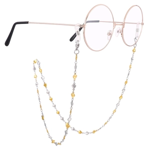 Dual-use heart titanium steel eyeglass and mask chain with anti-slip rubber loops