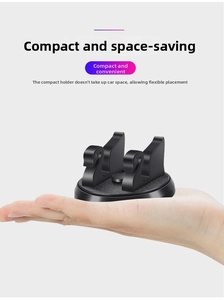 Detailed view of compact black swan phone holder for car dashboard showing mini size