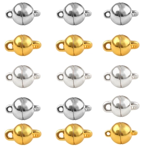 Polished spherical magnetic jewelry clasps in gold and silver for DIY necklaces