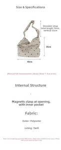 Size chart for check tote bag showing 40cm width and 30cm height with magnetic closure