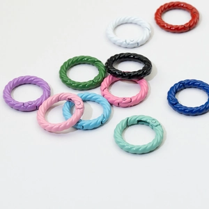 Colorful twisted spring gate rings in multiple vibrant colors for DIY keychain making