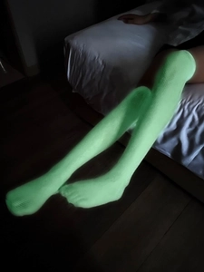 Bas résille vert néon phosphorescents au-dessus du genou pour fêtes et accessoires de fête