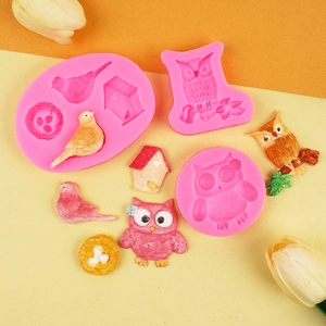 3D owl and bird nest silicone mold set for DIY fondant, chocolate, and soap making