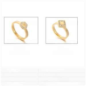 Detailed size and weight specs for hexagonal and square rhinestone stainless steel rings