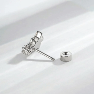 Silver star and bow cartilage piercing with screw back for Christmas style