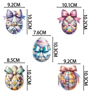 Colorful Easter egg gift tags with bow designs and floral patterns for party decoration