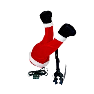 Animated Santa Claus legs hanging decoration with electric shaking motion and mounting stand