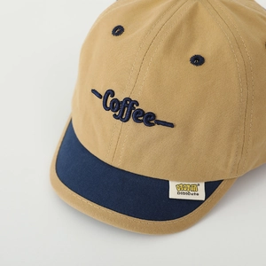 Kids color-block cotton baseball cap with Coffee embroidery and short brim detail