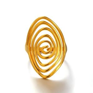 Minimalist gold spiral stainless steel ring with elegant geometric whirlpool design