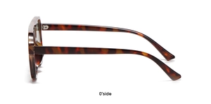 Side view of tortoise shell retro sunglasses showing hinge detail and temple structure