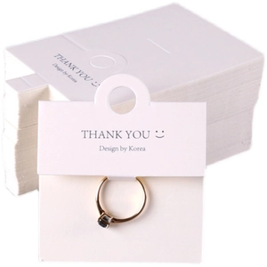 Jewelry Display Cards White Paperboard Ring Packaging Korean Style Thank You Design