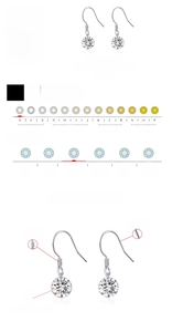 Détail de boucles d'oreilles Moissanite 1ct D VVS1 en argent S925 avec diagrammes