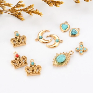 French palace style titanium steel pendants with gold plating and natural stones