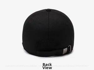 Back view of winter warm baseball cap with adjustable metal buckle and knitted texture