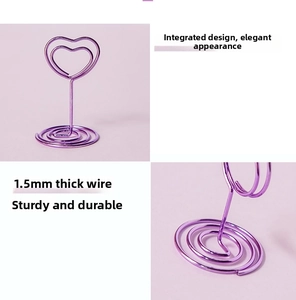 Macro shot of 1.5mm purple heart shaped metal photo clip showing the sturdy base and wire