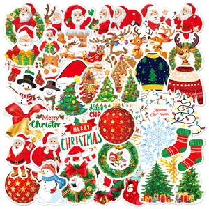 Detailed view of various colorful holographic Christmas stickers with festive patterns