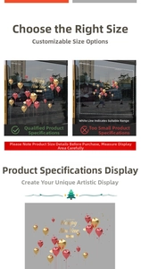 Size comparison chart for red 2025 Happy New Year static glass window decals