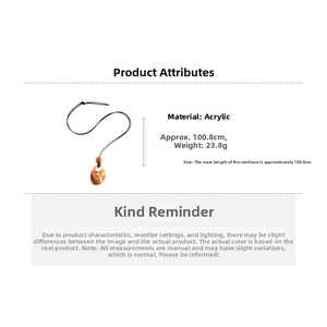 Detail of amber-style acrylic drop pendant necklace with black wax rope and 23.8g weight