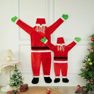 Velvet Santa Claus wall hanging decor set with two sizes for Christmas festive home display