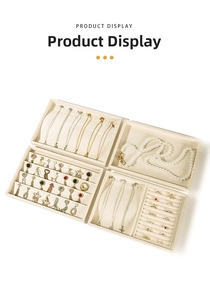 Macro detail of beige velvet jewelry organizer tray with earring and ring sections
