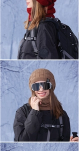 Ensemble bonnet et tour de cou en tricot d'hiver doublé de polaire pour sports de neige