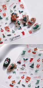 3D embossed Christmas dog nail stickers with corgi and husky wearing Santa hats