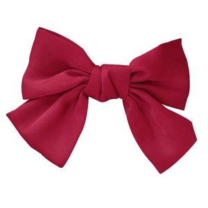 Oversized red satin JK bow hair clip with spring fastener for a stylish hair accessory