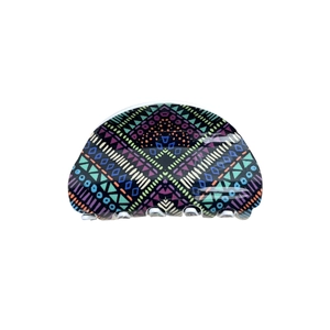 Bohemian acrylic shark hair claw clip with colorful polka dots and geometric patterns