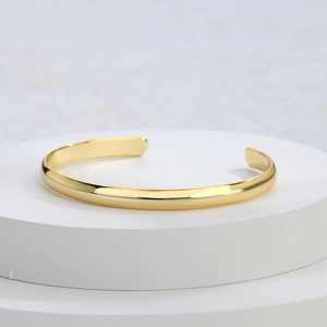 Minimalistischer Glatter Offener Armreif Kupfer Vergoldet Modeschmuck Für Damen Elegantes Tägliches Accessoire