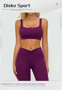 Detailed view of dark purple sports bra featuring geometric cutout back and U-neckline