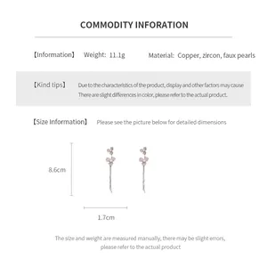 Spécifications de taille pour boucles d'oreilles fleur perle avec dimensions et matériaux