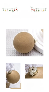 Détail d'une boule de Noël floquée kaki de 6 cm avec capuchon métallique doré filigrané