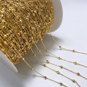 14k gold plated copper bead chain roll for jewelry making and handmade DIY accessories