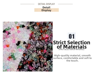 Detailed macro view of multi-colored faceted crystal glass triangular beads for DIY jewelry