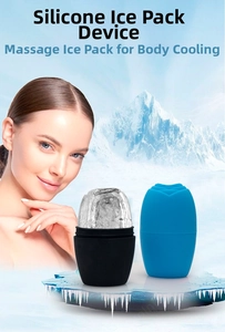 Close-up of silicone face ice rollers in blue and black colors for facial skin tightening