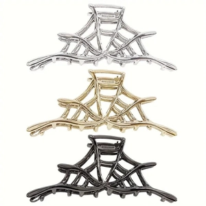 Lot de 3 pinces à cheveux en métal toile d'araignée en finitions or, argent et noir