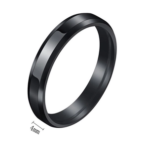 Detail view of 4mm black stainless steel ring featuring a brushed matte finish surface