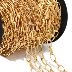 8mm wide gold stainless steel square cross chain on black spool for DIY jewelry