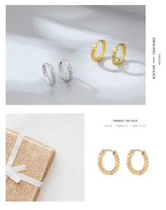 Detailed view of gold and silver hammered metal hoop earrings with elegant gift box