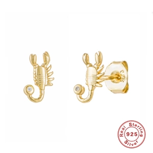 Scorpion Stud Earrings 925 Sterling Silver With Zircon Animal Shape Cool Minimalist Style Jewelry For Women