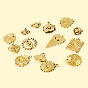 Evil Eye Charms Stainless Steel Enamel Rhinestone Retro Pendants For DIY Jewelry Making Bracelet Necklace Accessories