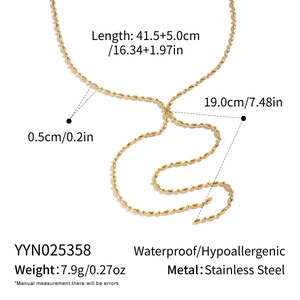 Spécifications détaillées de la taille du collier chaîne doré en acier inoxydable