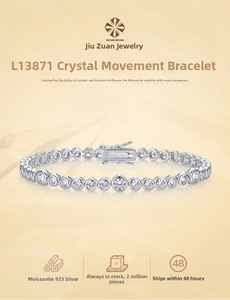 Close-up of S925 silver infinity clasp and moissanite stones on a tennis bracelet