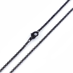 Classic 304 stainless steel black O-chain necklace with a secure lobster clasp