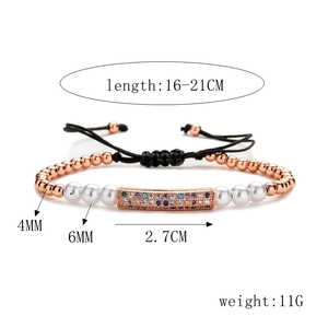 Detailed size specifications of the adjustable rose gold beaded zircon heart bracelet